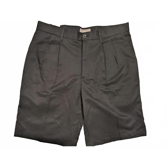 Dockers Microfiber Pleated Shorts Black Classic Dress Chino Mens 33 34x10 - Picture 1 of 6
